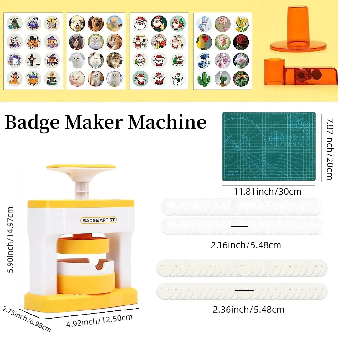 간단한 배지 메이커 기계, DIY 핀 메이커 기계, 배지 단추 프레스 기계, 귀여운 스티커 및 단추 제작 용품, 48 개