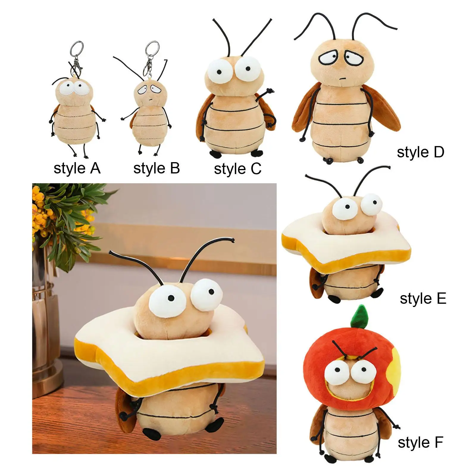 

Cute Roach Toy Adorable Roach Doll Comfortable Cartoon Plush Animal Bread Roach