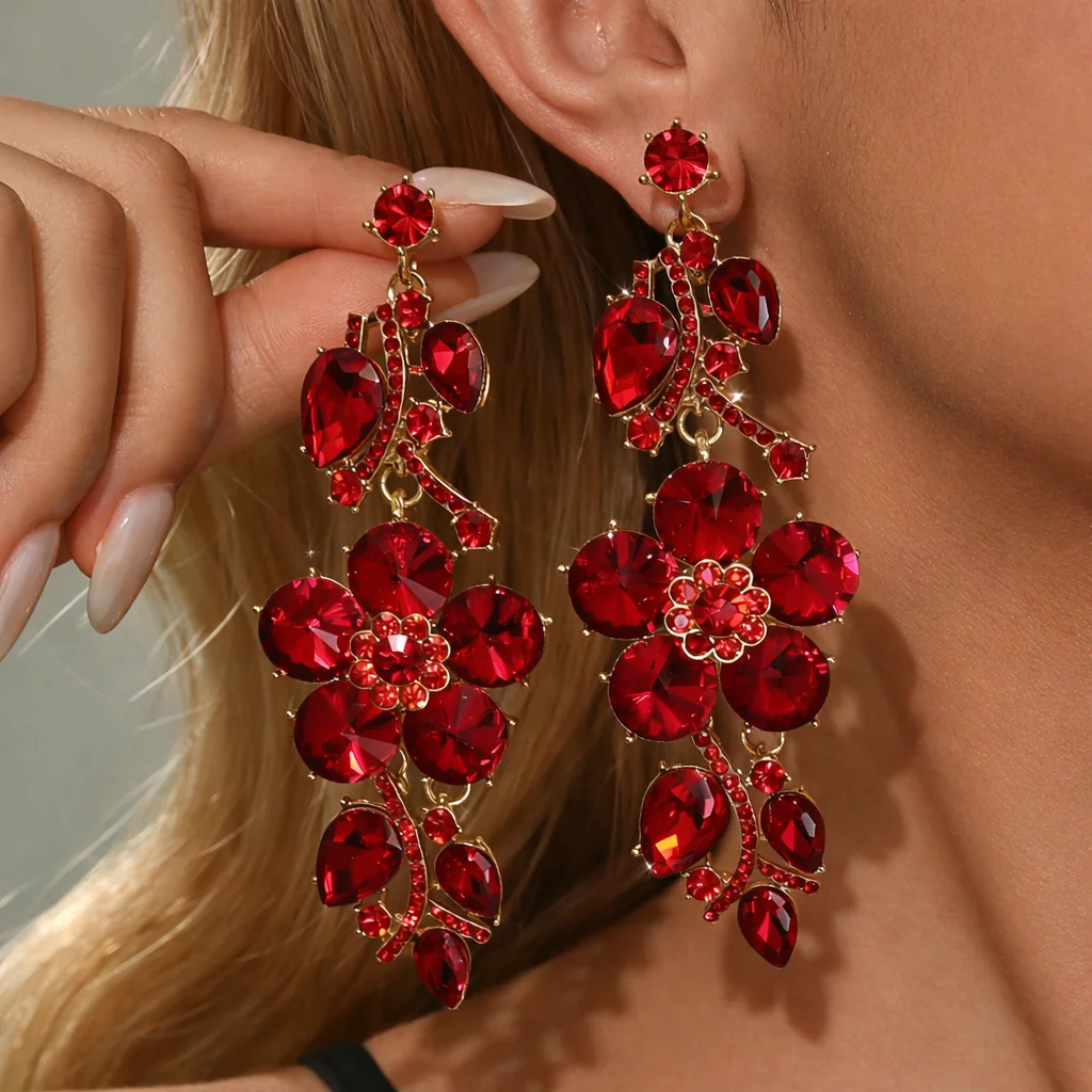 Versatile Light Luxury Flower Tassel Earrings for Women's Banquet and Wedding Versatile Accessories New Hot Selling