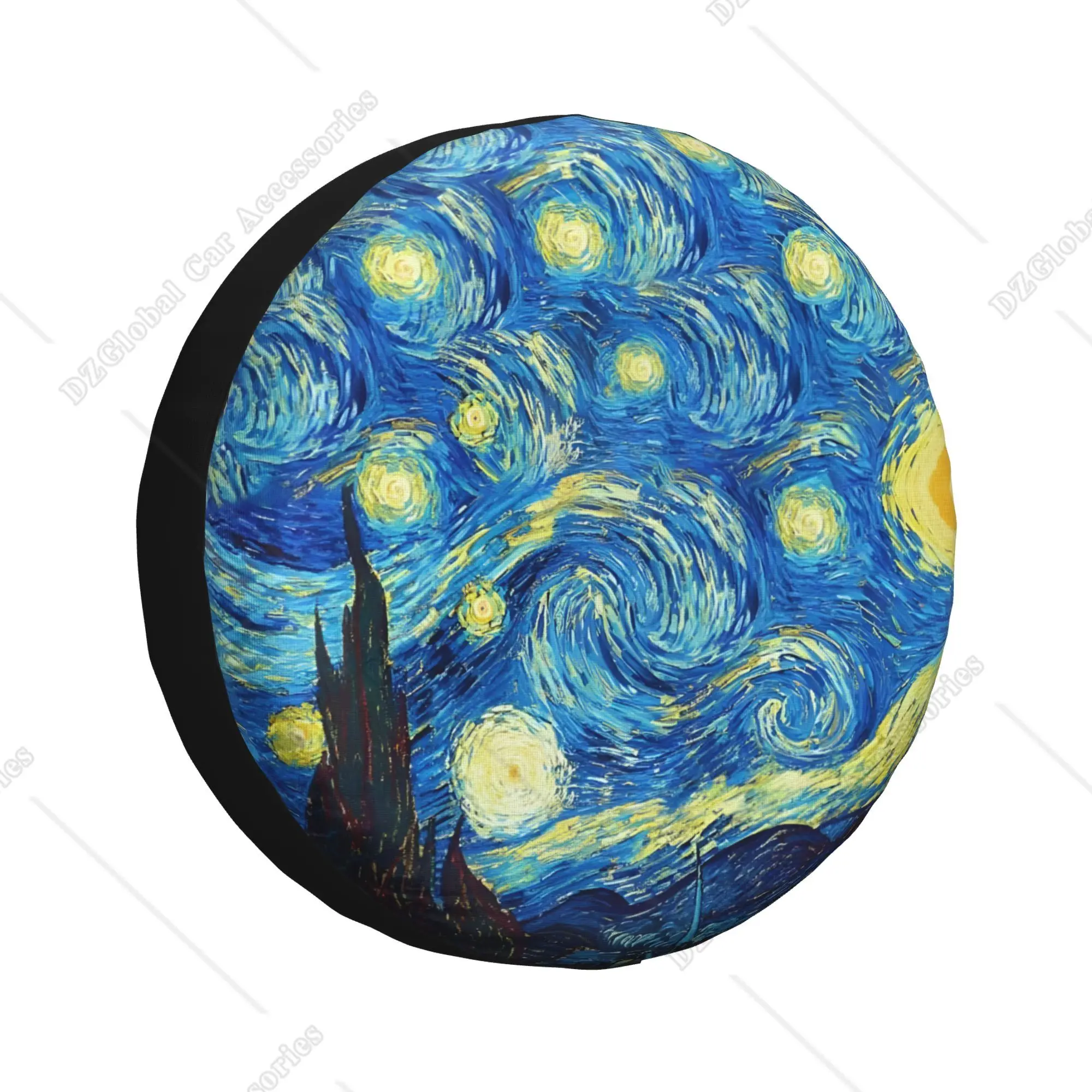 The Starry Night Van Gogh Spare Tire Cover Universal Waterproof Wheel Cover for RV SUV Trailer Tire Diameters 14 15 16 17 Inch