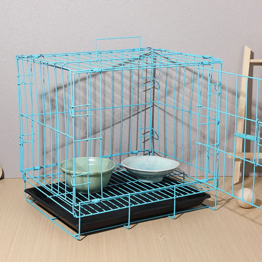 

Pet Cage Durable Iron Cat Dog Carrier Travel Bunny Small Safe Spacious Ventilated Visible Outdoor Play Eat Functional Home