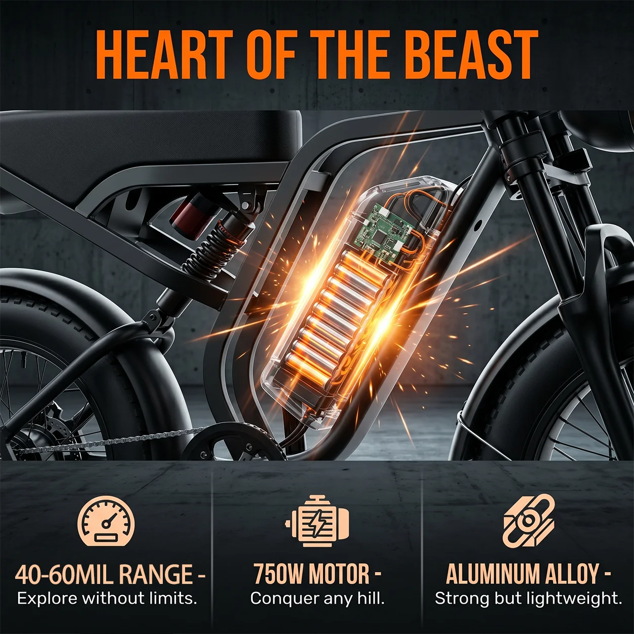 1000W Peak Motor Electric Bike for Adults, 48V 15Ah Removable Battery 40-60 Miles Range, 20' X 4.0' Fat Tire E-Bike, Dual Suspension & Dual Disc Brakes, 330LBS Moped Style Electric Bicycle with LCD Display