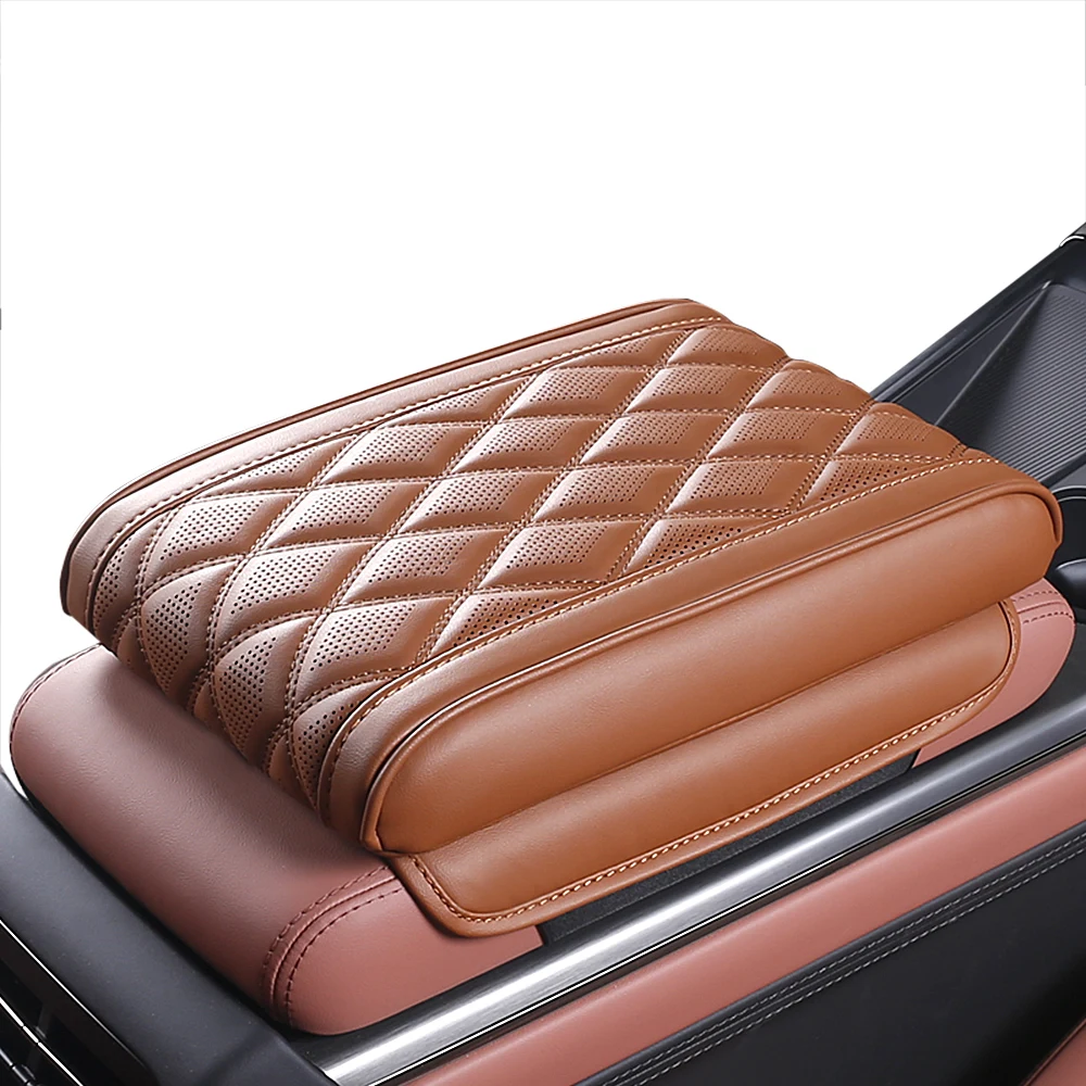 Premium Leather Center Console Armrest Cushion Armrest Pillow Pink Car Interior Accessories 1pcs Universal Car Armrest Box Pad