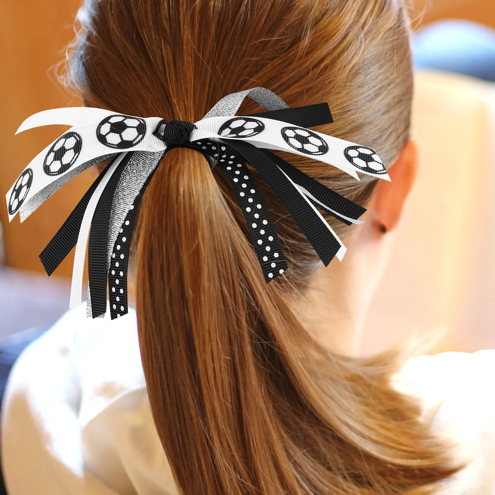 

1 Pair Football Hair Ties Soccer Scrunchies Elastic Ponytail Holders For Sports Workouts Cheerleading Game Spirit