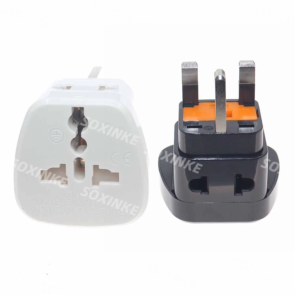 UK Travel Adapter (Type G), Universal Receptacle To UK Hongkong Power Conversion Plug With Safety Shutter 250V With 13A Fuse