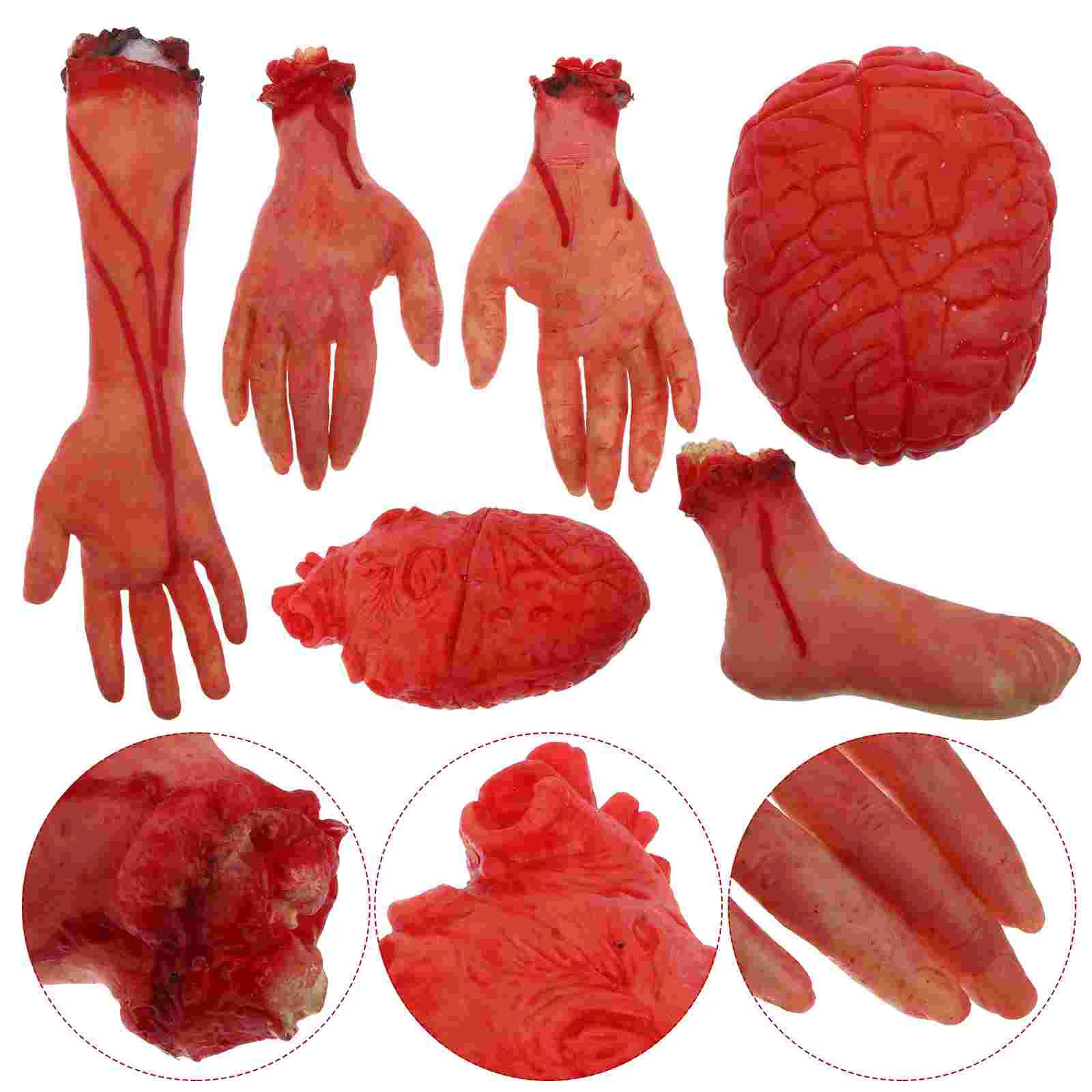 6 PCS Halloween Decoration Fake Broken Body Parts Human Organs Costumes Bloody Prop Premium for Party Make up