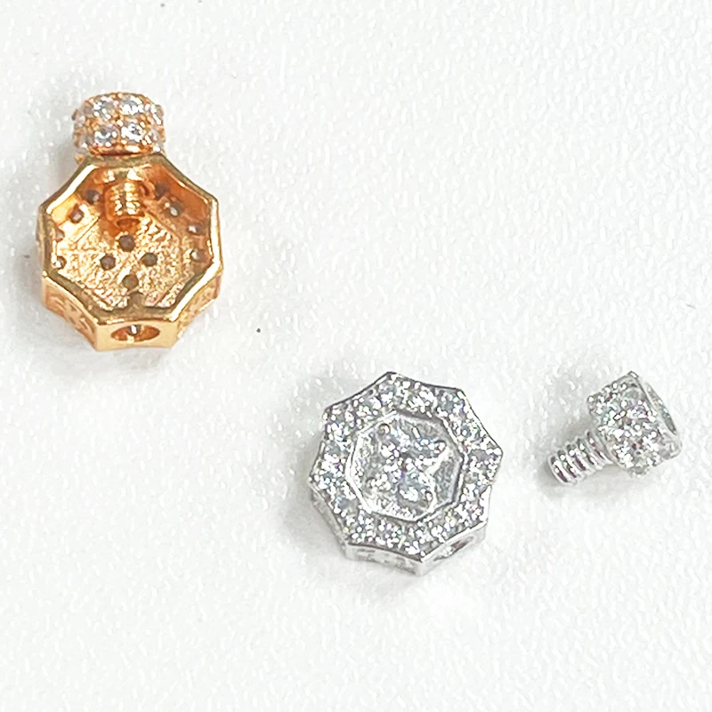 S925 sterling silver octagonal four-leaf clover screw clasp bracelet fastener end clasps for jewelry making marterials SK56