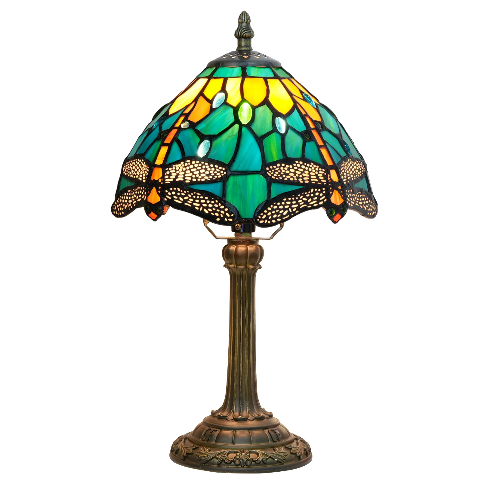 8 Inch Vintage Tiffany Style Table Lamps for Living Room Stained Glass Accent Table Lamp Bedside Table Lamp for Bedroom