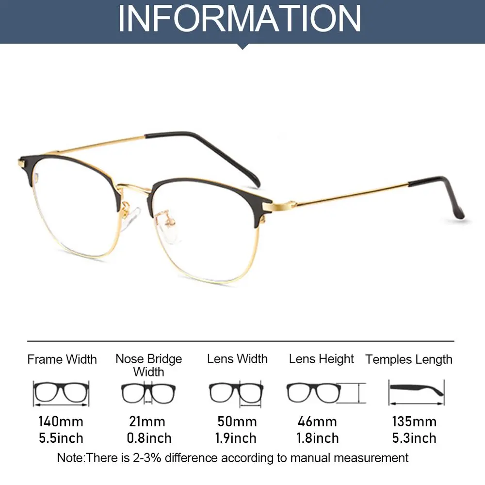 Anti-Blue Light Glasses for Men Women Fashion Oversized Metal Frame Ultralight Eye Protection Eyeglasses Office Computer Goggles