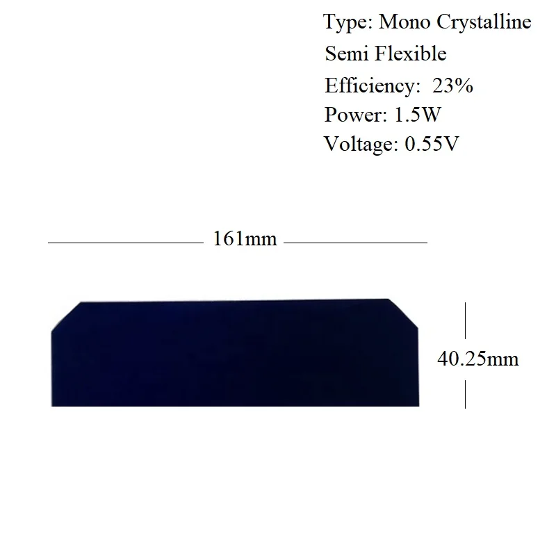 Mono Crystalline Solar Cells Semi Flexible 1.5W B Grade 161mm X 40.25mm For DIY Semi Flexible Solar Panel