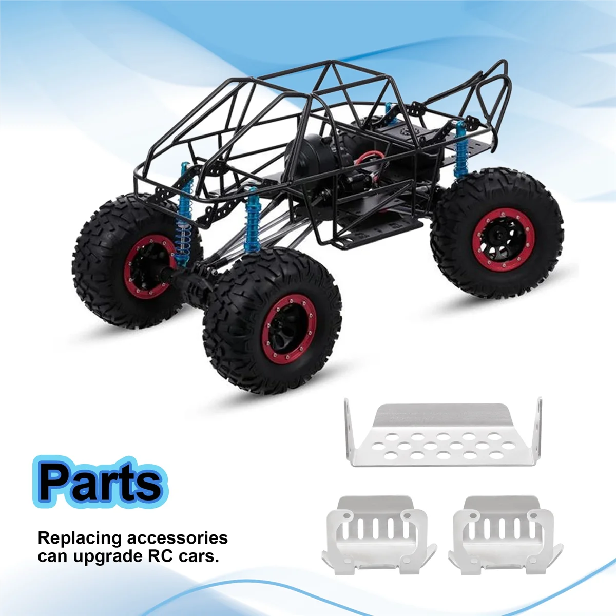 ABMW-Stainless Steel Front Bumper Lower + Axle + Mount Protection Skid Plate Set for 1/10 RC Crawler AXIAL SCX10 II 90046 900