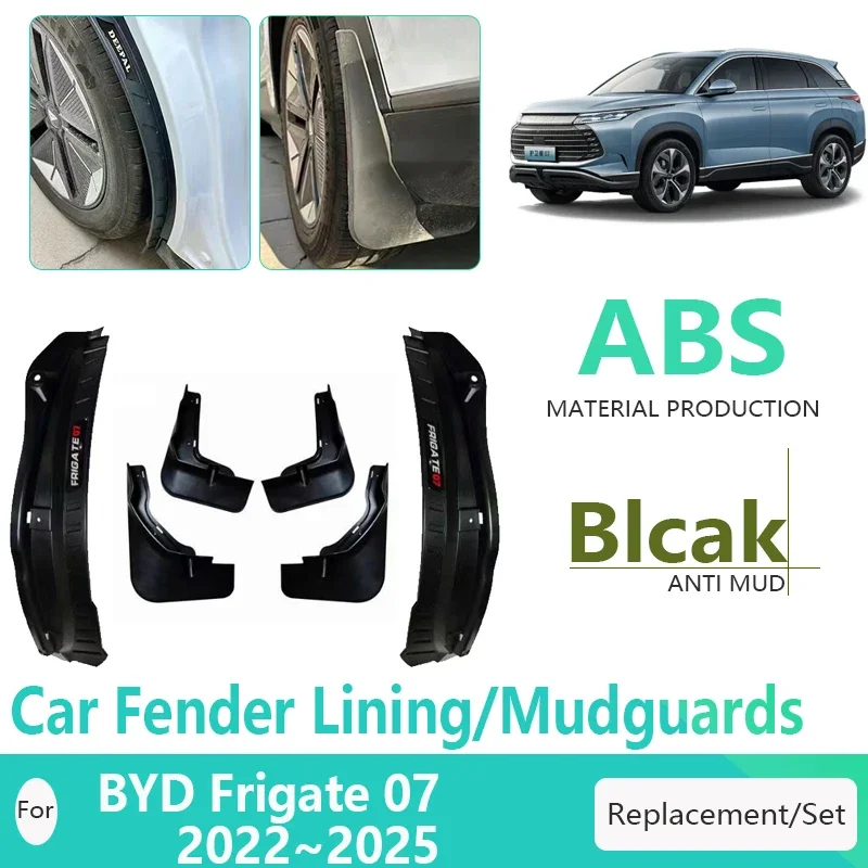 

Car Mud Guard For BYD Frigate 07 2022 2023 2024 2025 Lined Rear Wheel Fender Mudguard Mudflaps Black Door Guard Auto Accessories