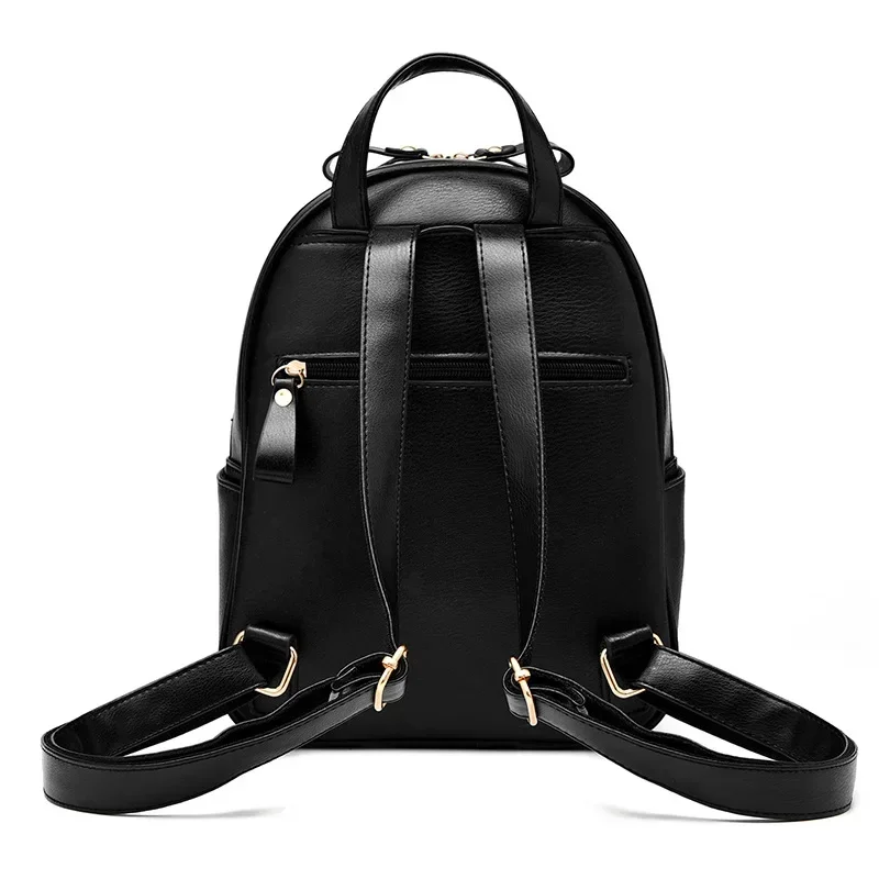 PU Leather Rivet Backpack Women Solid Color School Backpack for College Students Casual Handbag for Female
