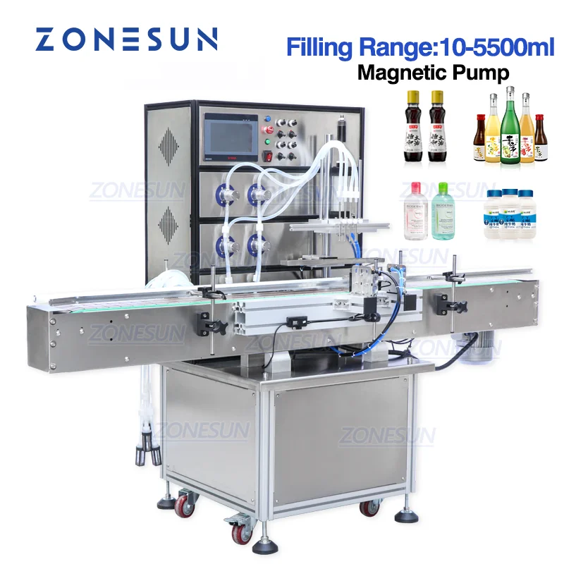 ZONESUN ZS-VTMP80C مضخة مغناطيسية الهباء الجوي الصودا المعبأة في زجاجات التعبئة التلقائية زجاجة ماء النبيذ شرب آلة تعبئة العطور
