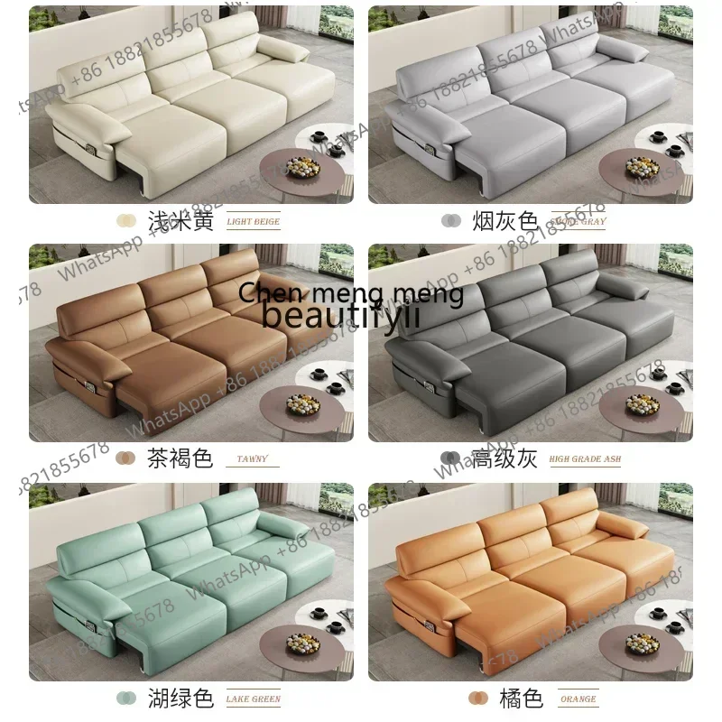 ss cn8350 ss 8350 Wireless Remote Control Electric Multi-Function Automatic Retractable Leather Sofa Bed Modern Minimalist