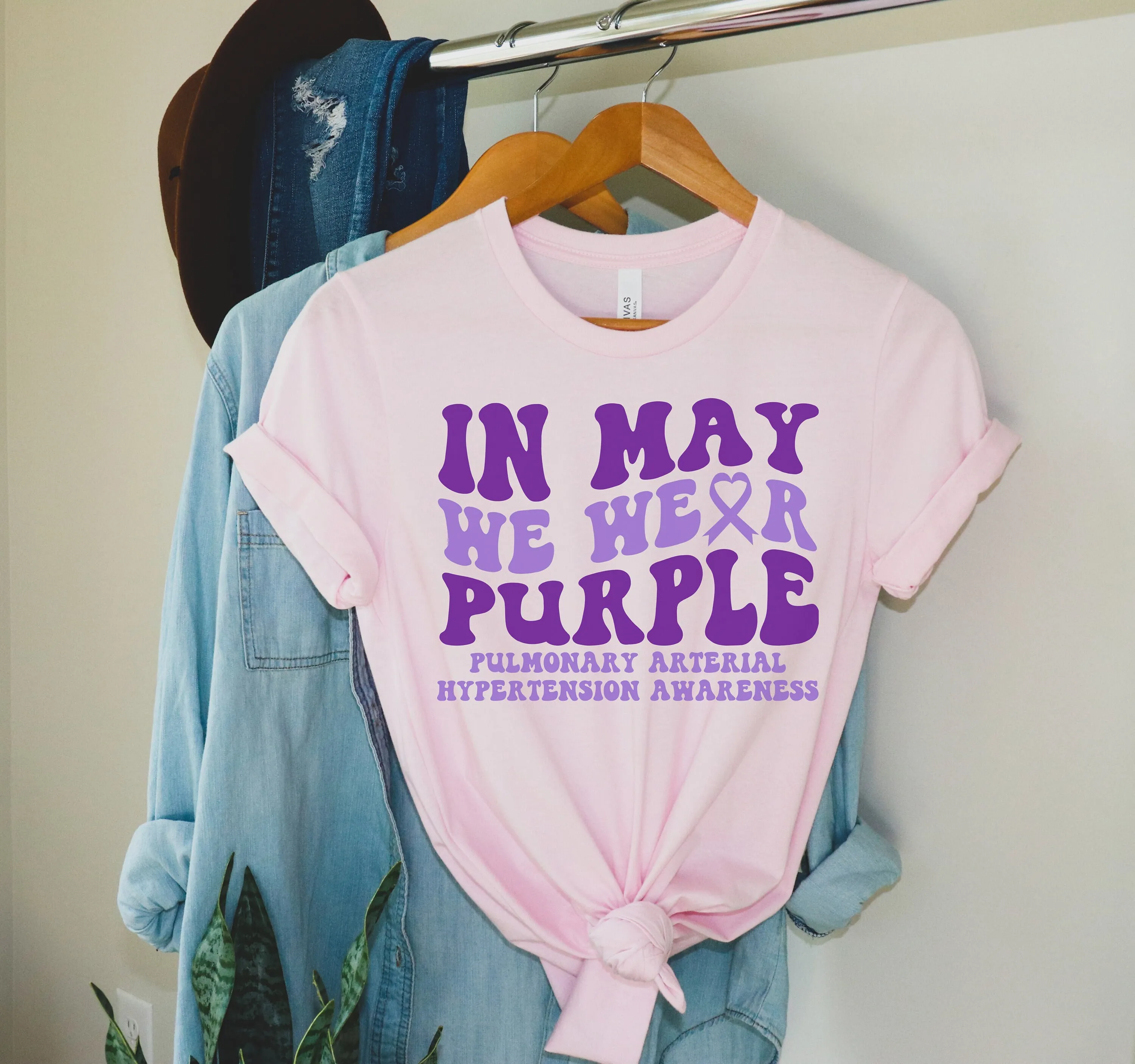 Pulmonary Arterial Hypertension Awareness T Shirt Support Walk Purple Ribbon Matching Family Squad