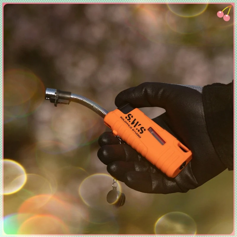 Waterproof Retractable Butane Lighter with Visible Gas Window Inflatable Portable Grill Gas Cigar Lighter for Outdoor Camping