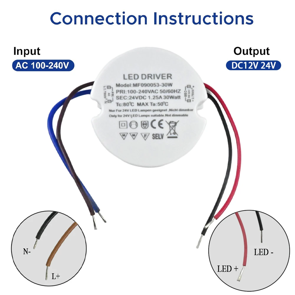 24W 30W 36W Ronde LED Driver Ultra Slim LED Voeding Ronde LED Transformator AC 110V 220V 230V naar DC 12V 24V Voor LED Lamp