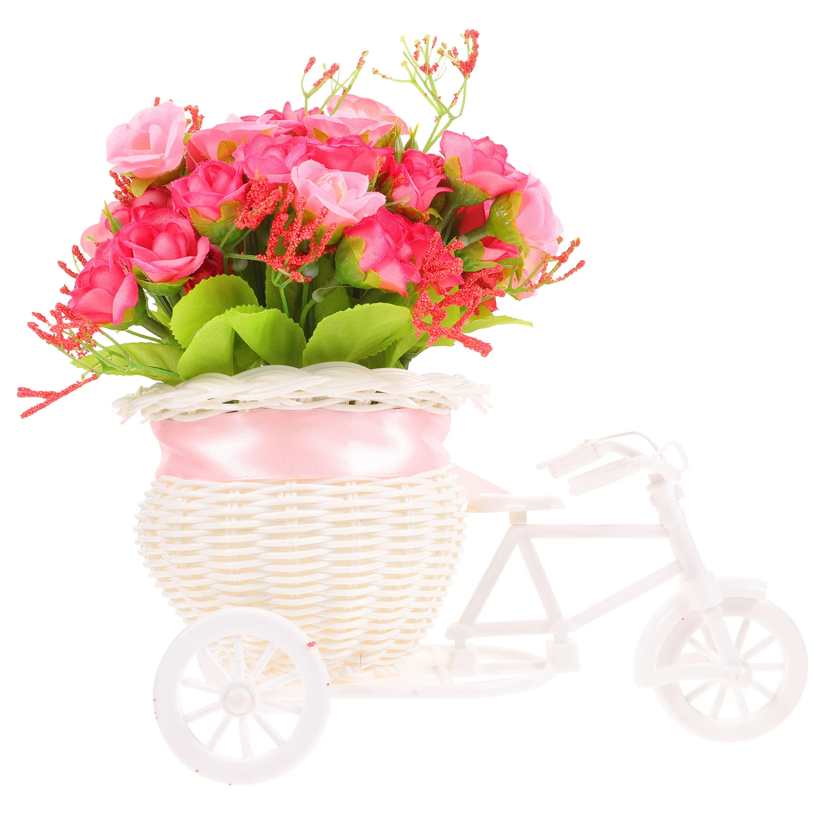 

Artificial Flowers Decor Potted Plant Fake Small Decorations Bicycle Basket Decorative Flower nament Easy Clean Practical