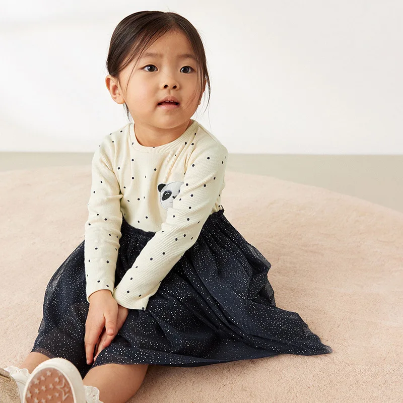 

Mesh Girls Dress Autumn Long Sleeve Children's Dress Cute Casual Children's Dress