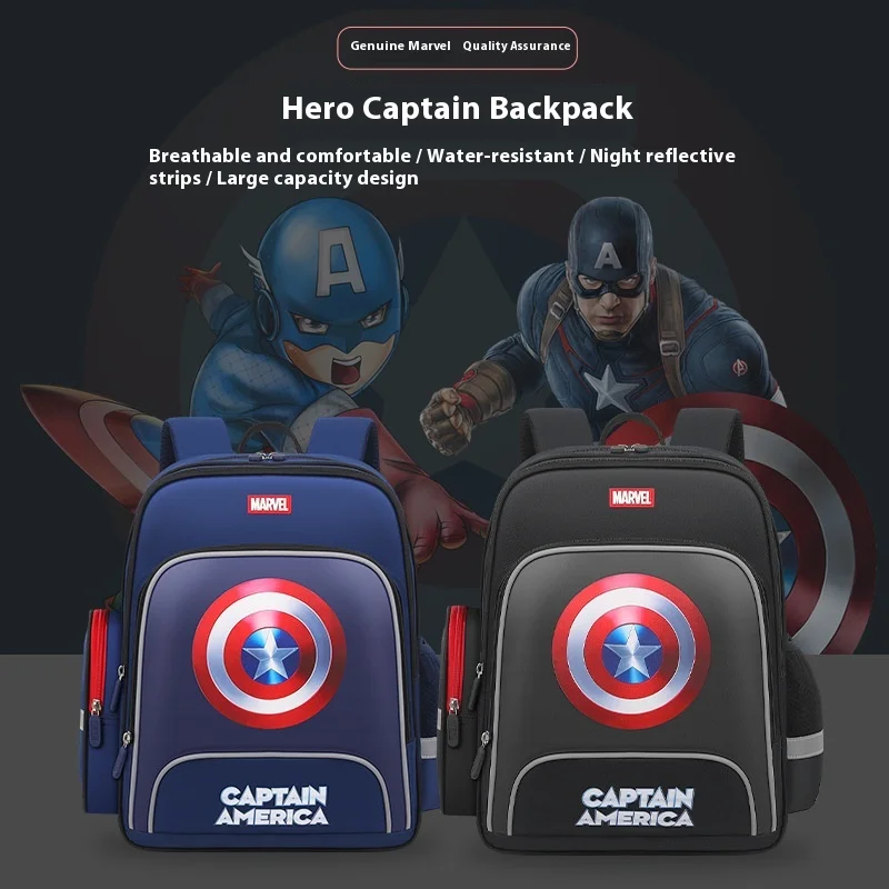 

Cartoon Captain America & Elsa Kids Backpack - Lightweight Elementary School Bag For Boys Girls Water Resistant Bookbag Kid Gift