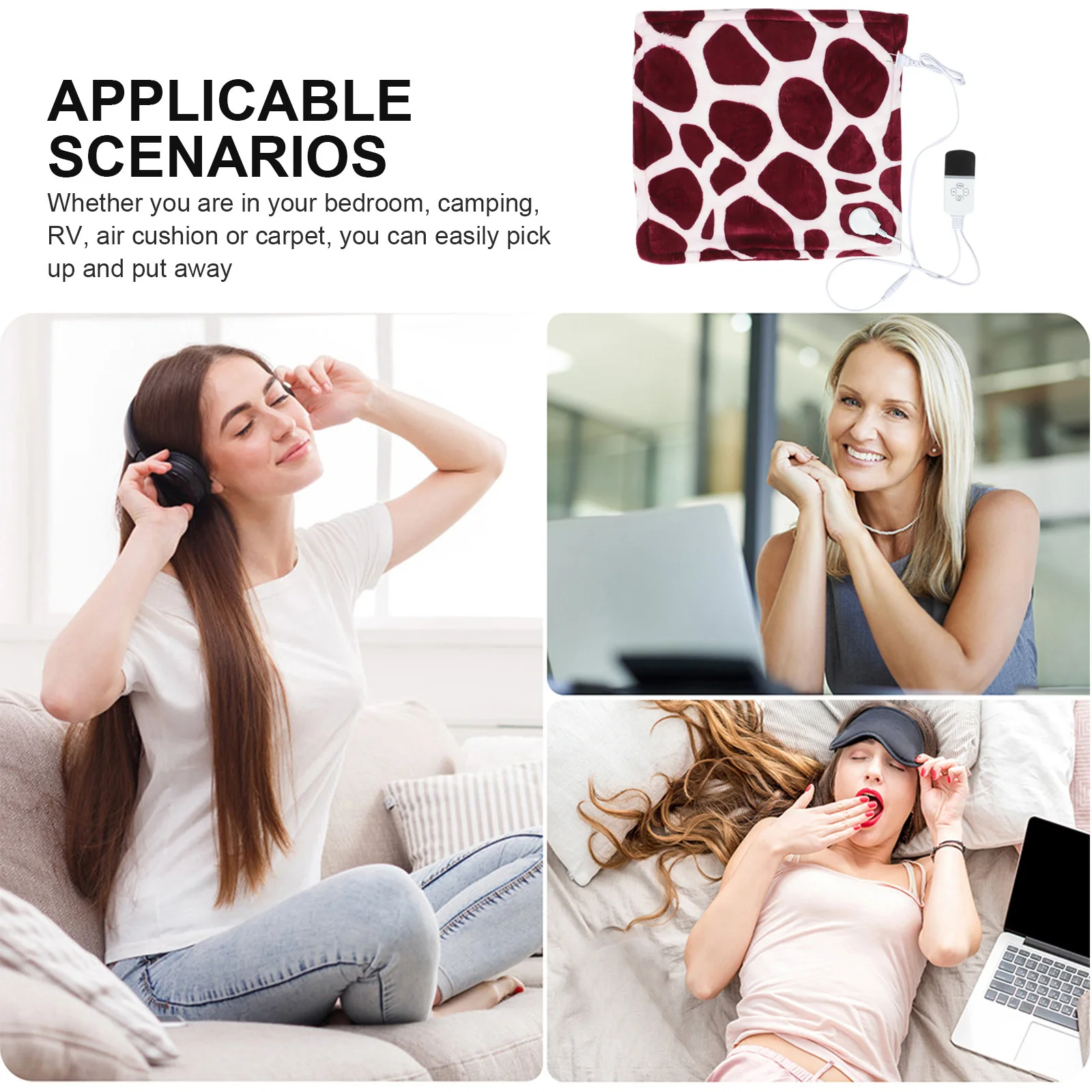 

9 Gears 30-50°C Electric Heated Blanket 2/6/8/12H Timer Adjustable Heating Throw Portable Warm Lap Blanket For Home Use