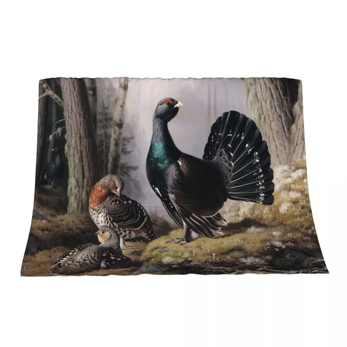 

Capercaillie courting by Ferdinand von Wright Throw Blanket Multi-Purpose Luxury Designer Thermal Blankets