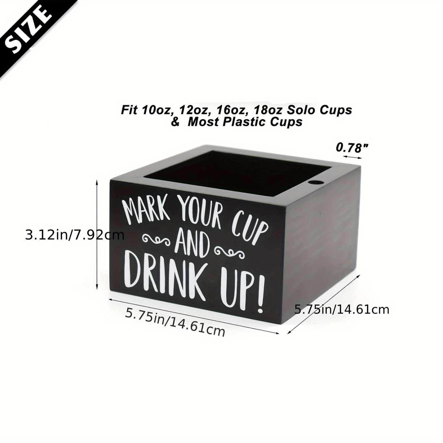 Flatware Organizer, Black Wooden Party Cup Holder, Festive Drink  Box With mark Your Cup And Drink Up! Slogan, Fit For 10oz, 1