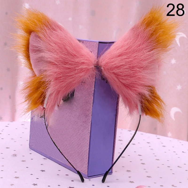 Halloween Fox Cat Ears Headwear Plush Fluffy Highlight Colored Christmas Anime Cosplay Weddings Headband Accessories