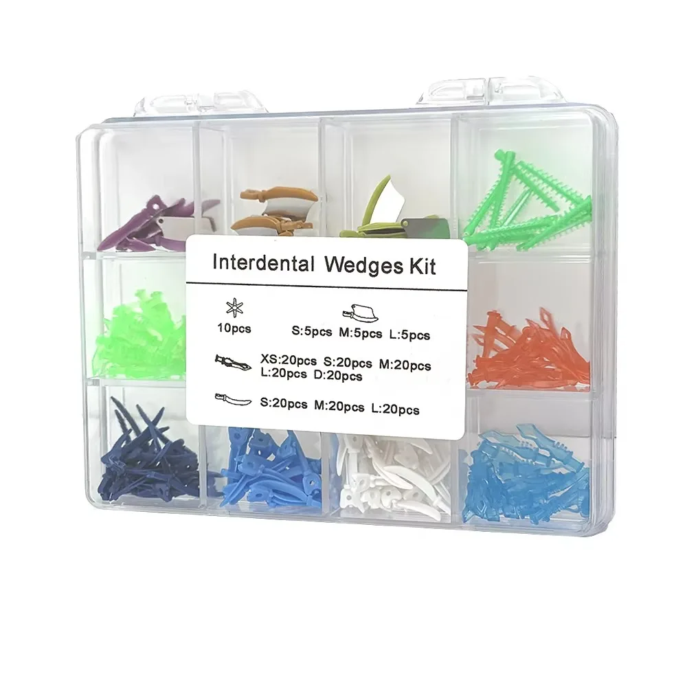 185pcs Dental Interdentale Wiggen Kit Adaptieve Tanden Kloof Wedge Tulwar/Diamant/Wiggen Mes voor Tandheelkundige Tand restauratie Materiaal