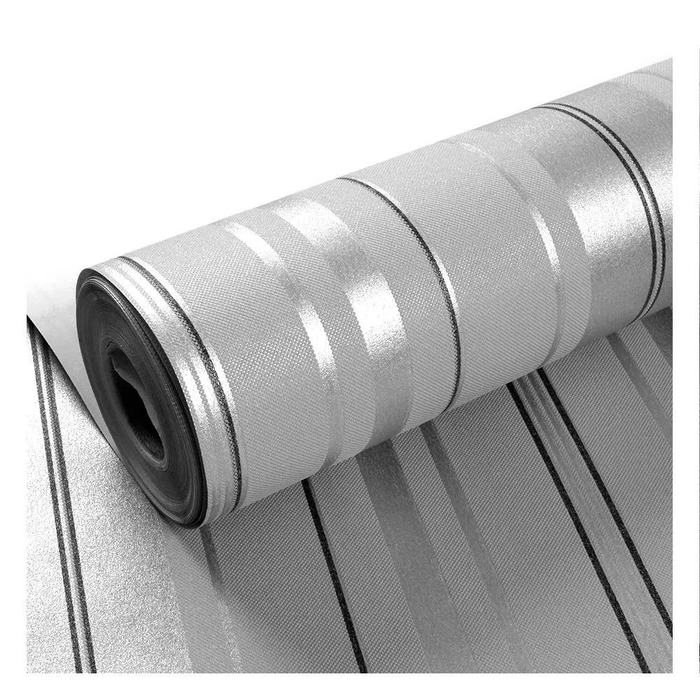 Silver Metallic Striped Wallpaper Vertical Stripe Modern Minimalist Wallcovering Roll for Bedroom Living Room Papel De Pared