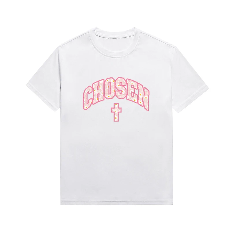 Chosen Slogan Top Cotton Christian Women Religious Tee Short Sleeve Custom T-Shirt