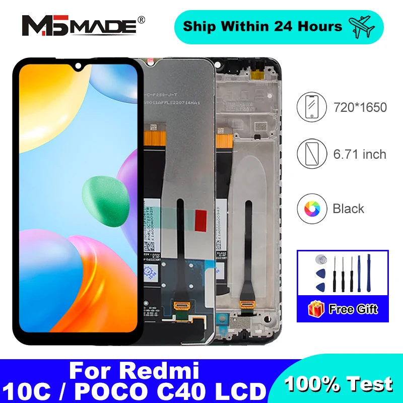 6,71 "IPS LCD dla Xiaomi Redmi 10c LCD POCO C40 Wyświetlacz Zespół Digitizera z ekranem dotykowym dla 220333 QAG 220333 Wymiana wyświetlacza LCD QBI