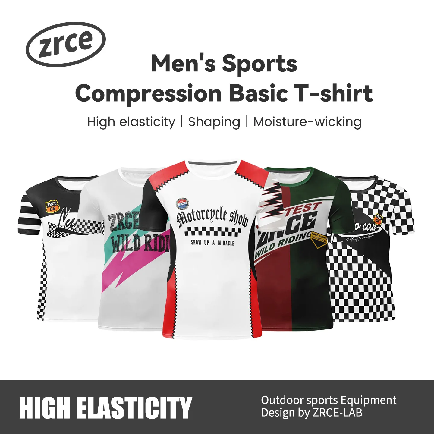

American Style Slim Fit Seamless Fitness Short Sleeve Men's Texture Sport Cycling Casual High Elasticity Tight Shirt T-shirt