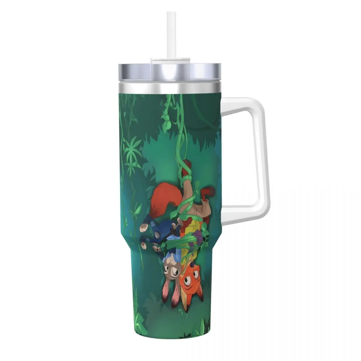 Stainless Steel Tumbler Zootopia Nick Judy Cartoon Car Mugs With Straws Travelist Cold Water Bottle Leakproof Large Thermal Cups