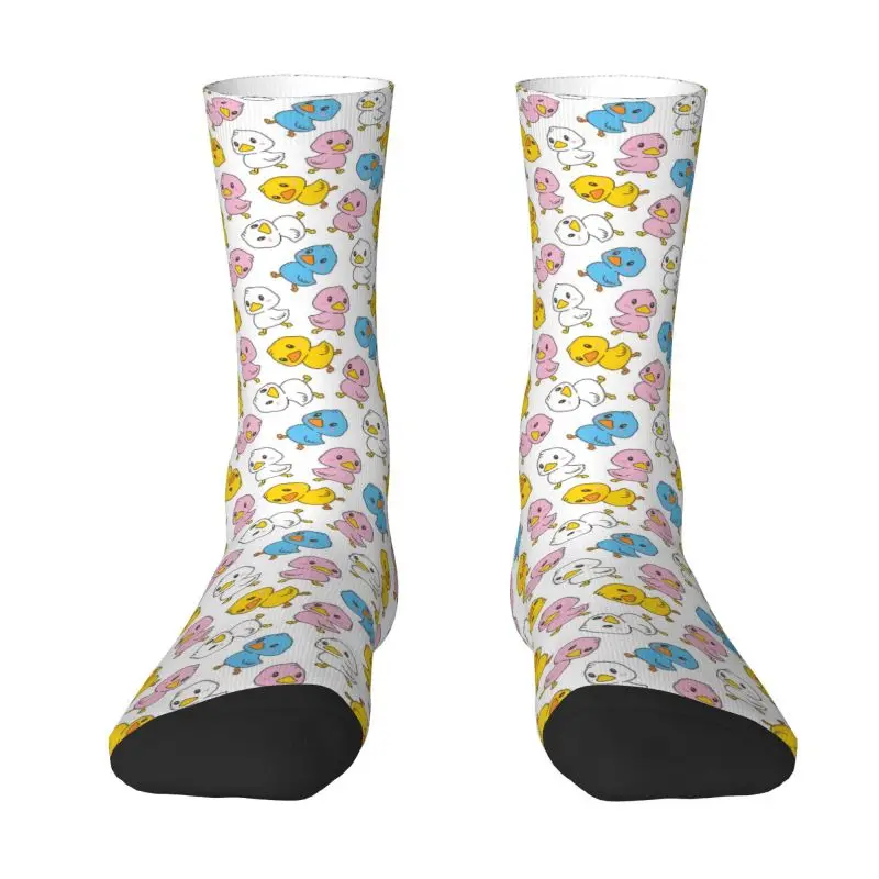 Custom Cartoon Duck Walking Pattern Mens Crew Socks Unisex Kawaii Spring Summer Autumn Winter Dress Socks