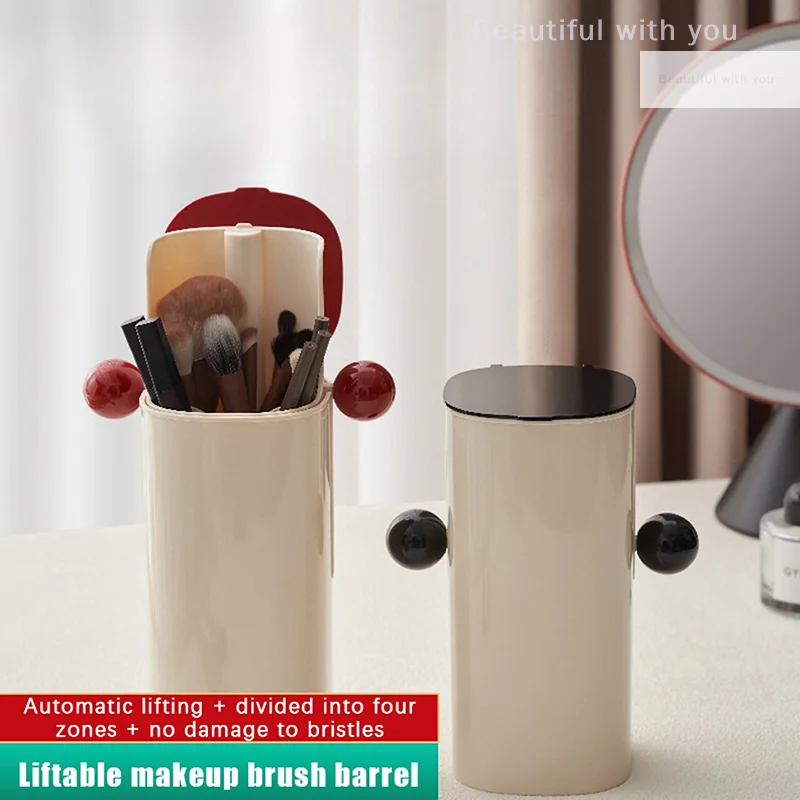 

Automatic Lift Makeup Brush Holder Creative Eyebrow Pencil Storage Box Dustproof Waterproof Organizer