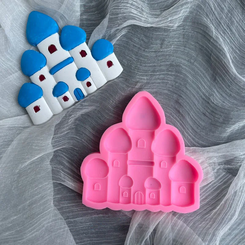 3D Princess Castle Silicone Mold DIY Europ Style Palace Fondant Pastry Jelly Cake Decor Baking Tools Chocolate Clay Resin Mould