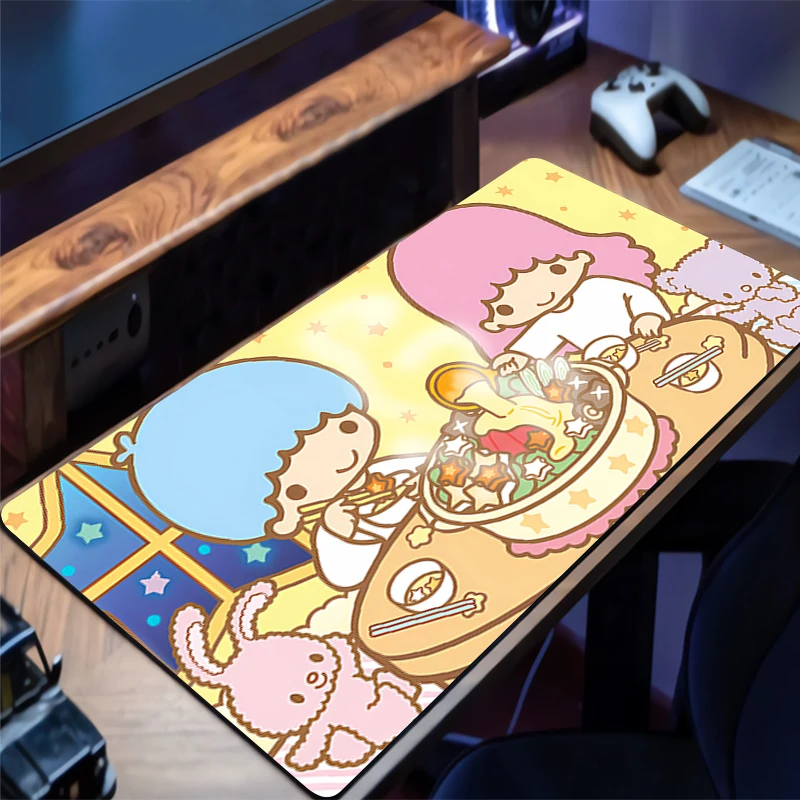 Tapis de souris petite étoile jumelle Kawaii, accessoires de jeu, ordinateur portable, grande vitesse, Mini Pc Gamer, clavier, tapis de bureau