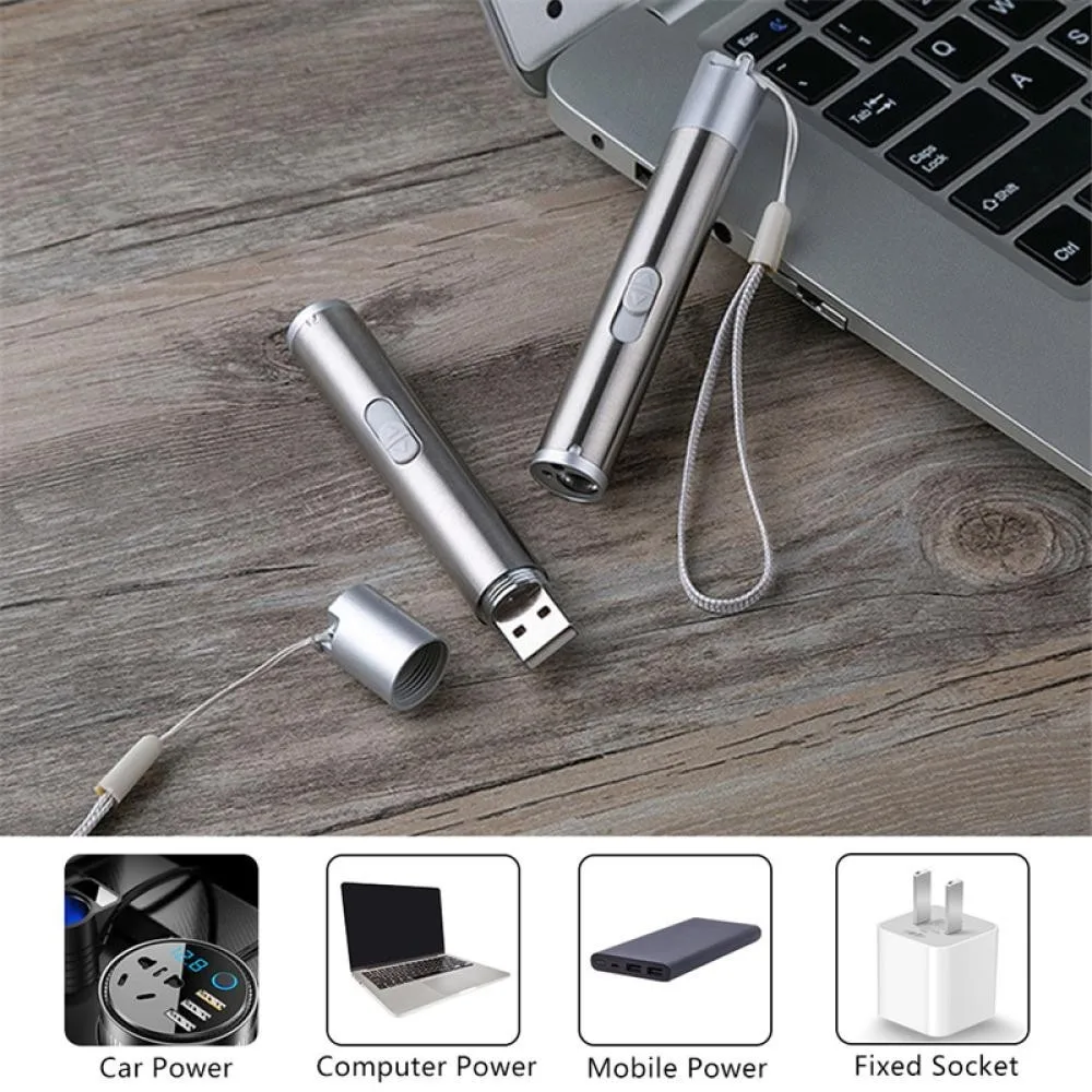 3in1 Multi-function USB Rechargeable LED Flashlight Powerful Mini LED Waterproof Torch With Metal Clip