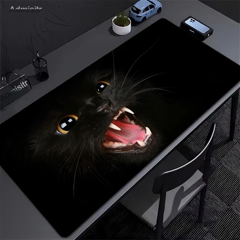 Black Cat Mousepad Non-slip Suitable For Office Computers Laptops E-sports Game Desk Mats XXL Keyboard