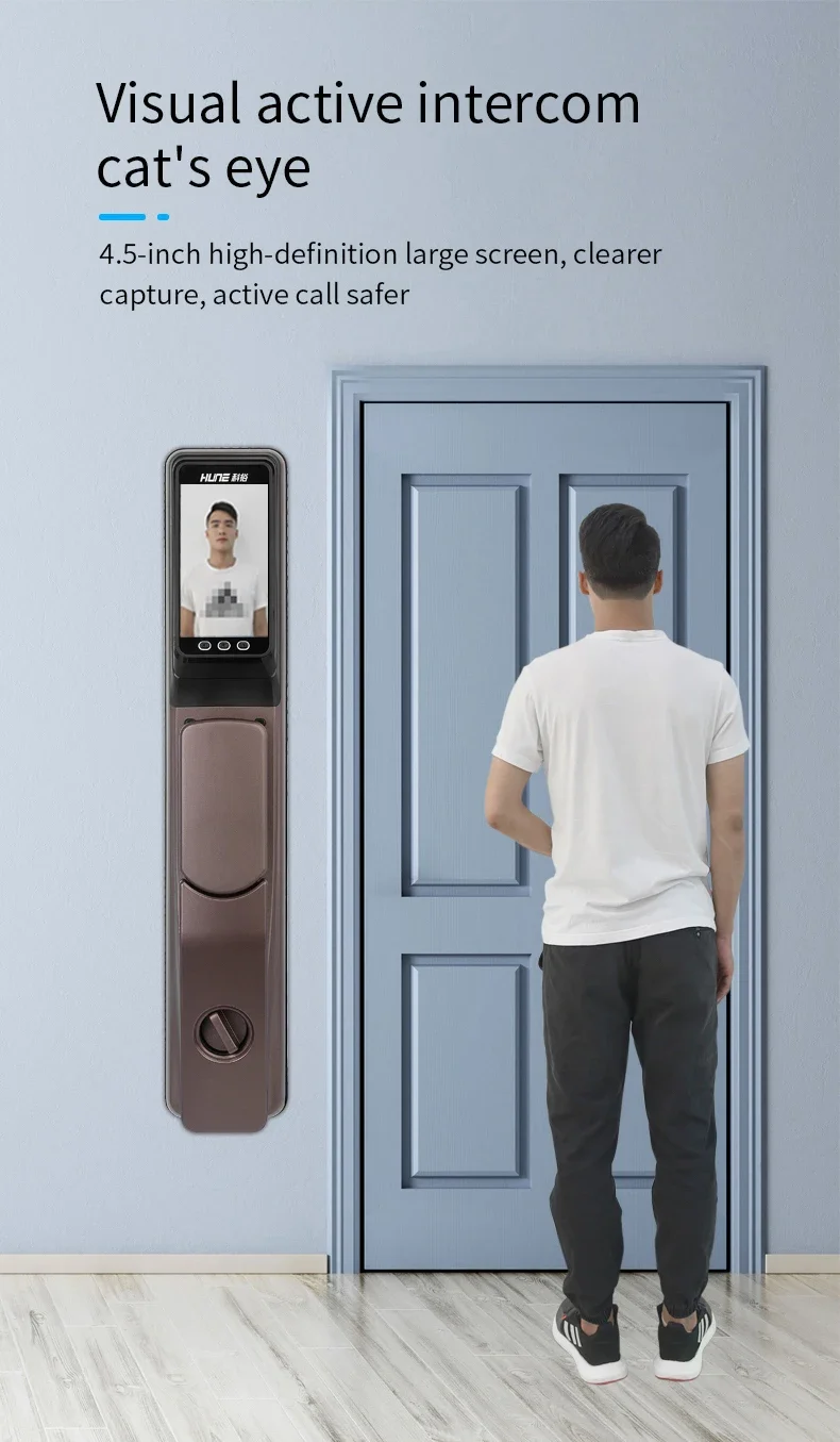 003 HUNE Luxury Fingerprint Lock Keyless Security Electronic Cerradura Inteligente Waterproof RFID Card WiFi Smart Door Lock