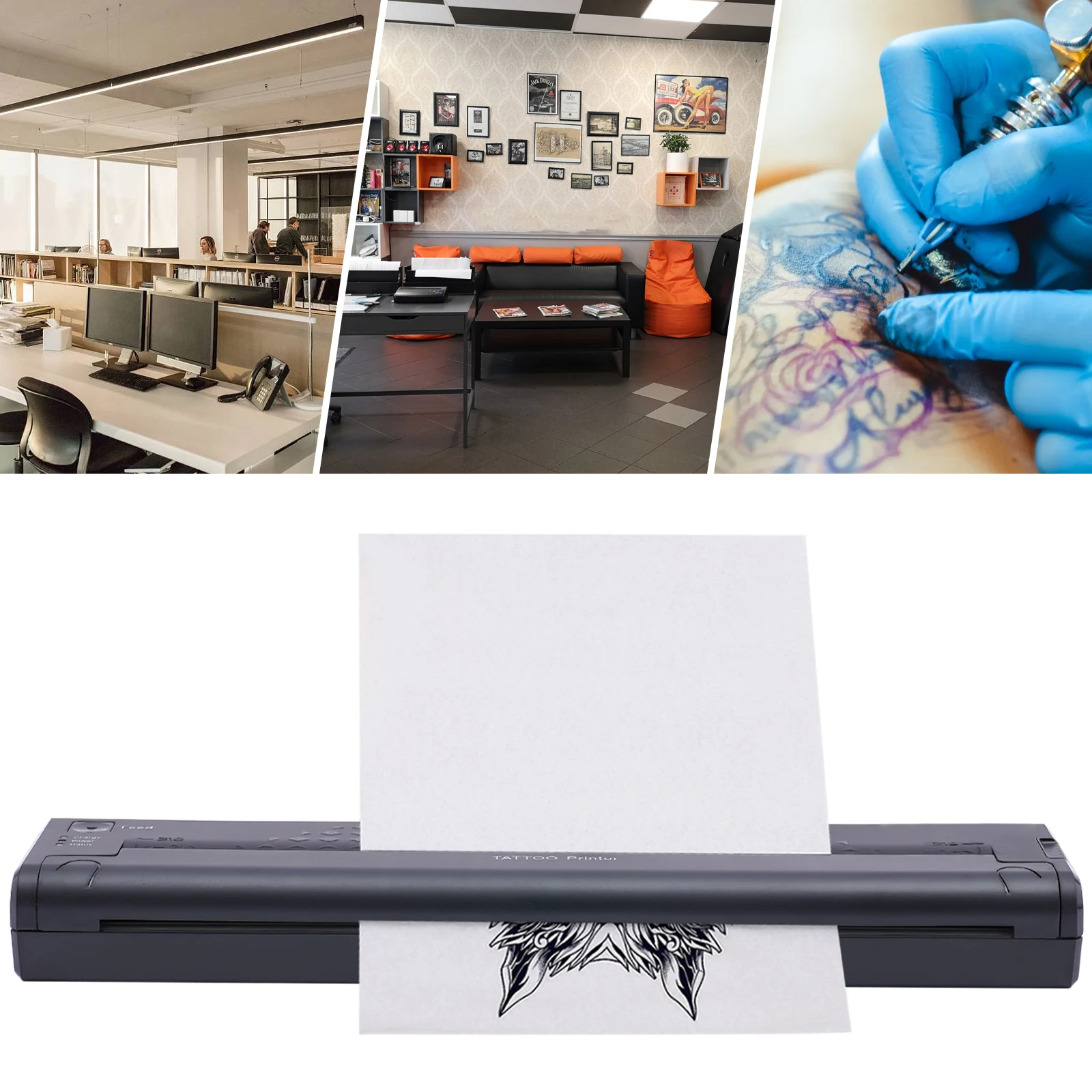 

ATS886 Tattoo Stencil Transfer Printer Machine Portable Cordless Tattoo Stencil Printer Rechargeable Bluetooth Tattoo Printer