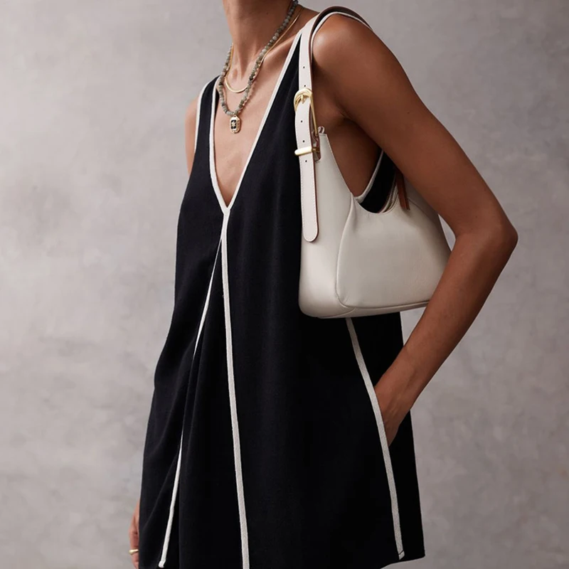 Tornova Fashion V neck Contrast Vest Suit Female New Sleeveless Top Casual Long Pant Two Piece Sets Loose Lady Elegant Commuting