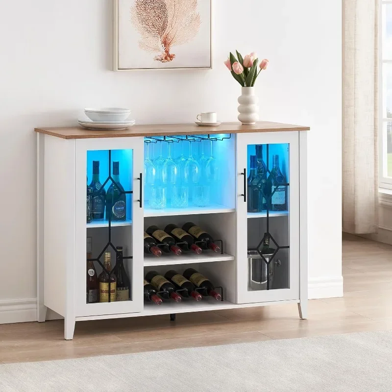 

IDEALHOUSE Home Coffee Cabinet with Wine and Glass Rack, Kitchen Buffet Cabinet with Storage Cabinet, Wine Cabinet for Bar