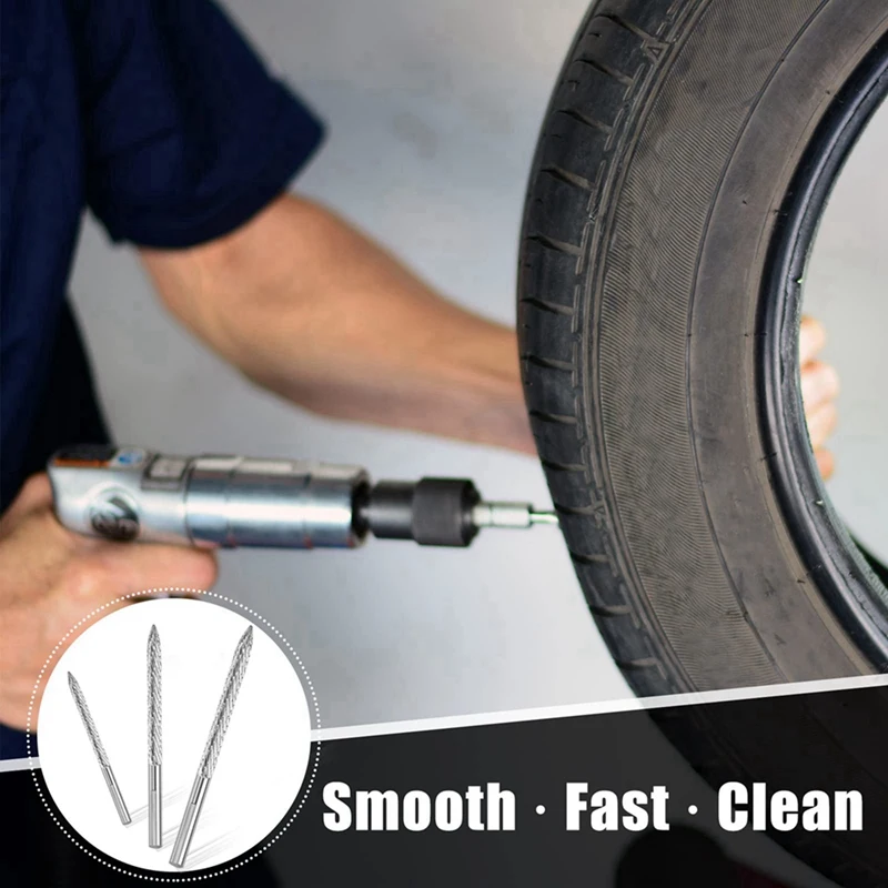 

9 Pack Tire Bit Multi Sizes Tire Repair Carbide Burr Drill Bit Tire Patches Plug Cutters Wire Cutter Reamer Drill