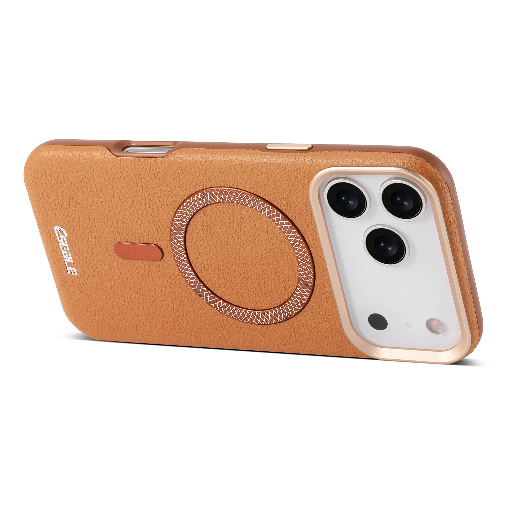Luxury Faux Leather Phone Case Magnet Wireless Charging Frosted Feel For iPhone 17 Pro Max Air view 4