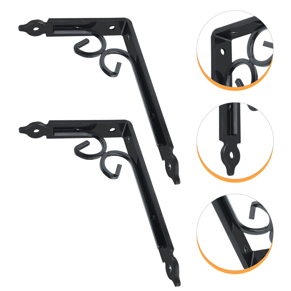 

2 Pcs Iron Bracket Heavy Duty Shelf Corner Angle Brace Support Shelving Brackets Wrought Triangular