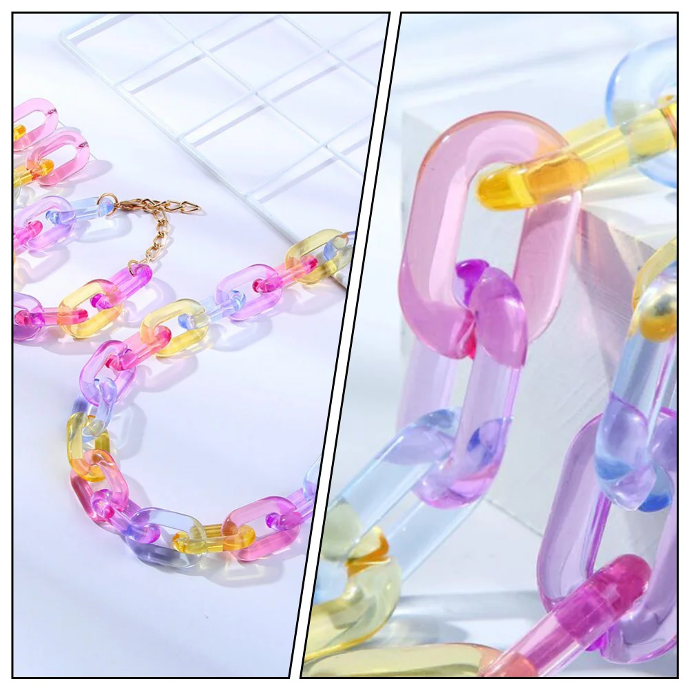 

1Set Colorful Acrylic Jewelry Set Paper Clip Chain Bracelet Necklace Earrings Girl Fashion Accessory Costume Party Decoration