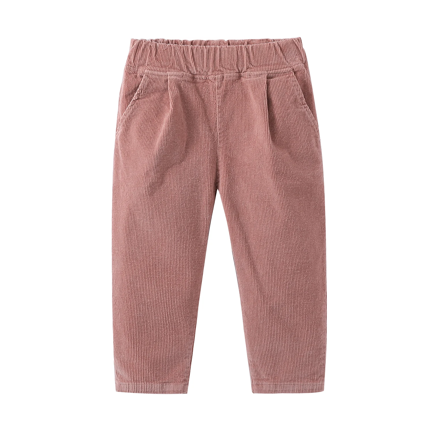 Mudkingdom Corduroy Boys Girls Pants Plain Elastic Waist for Kids Clothes Cotton Solid Pocket Children Clothing Spring Autumn